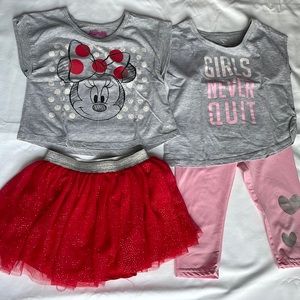 Girls spring/summer Cheetah active wear set and Disney skirt tee set